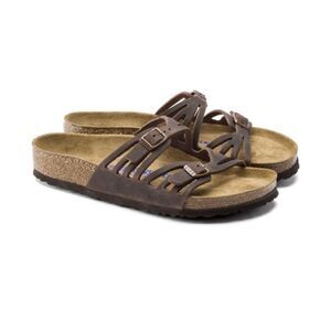 Birkenstock Granada Soft Footbed Strappy Slip on Sandal Brown Women's 6/6.5 37